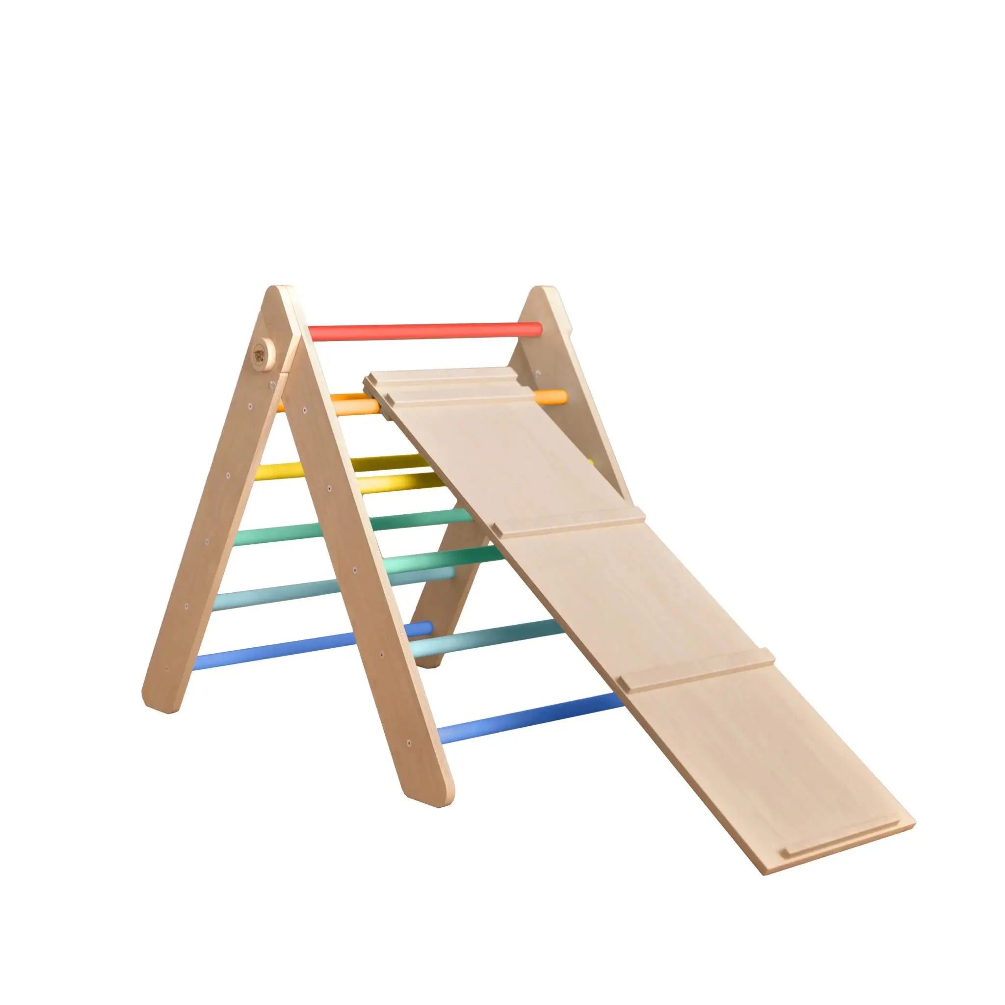 Ensemble Triangle Pikler et Planche à Double Face - Arc-en-ciel, Bois Natura, 12 à 18 mois - BusyKids by BusyKids