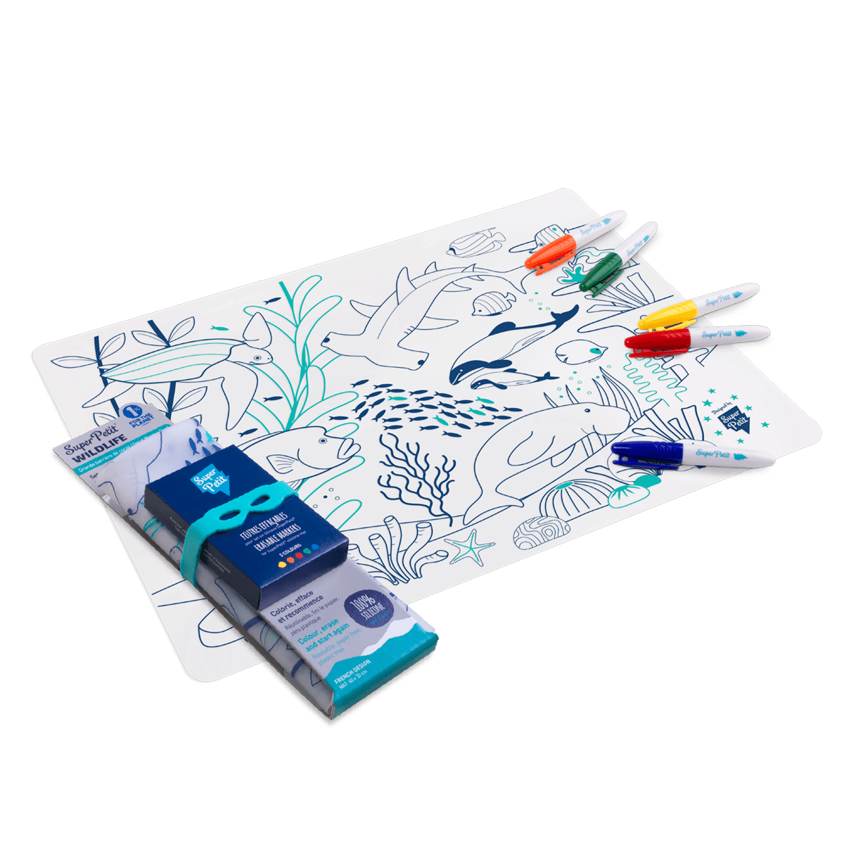 Jeu éducatif: Set de table en silicone CORAL - Réutilisable by SuperPetit