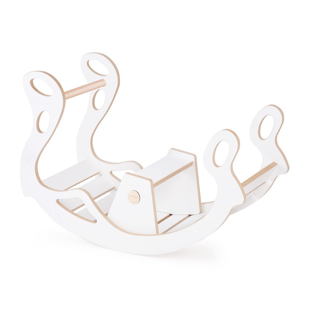 Bascule avec banc pour enfants - Bois blanc, bascule en bois, jouet à bascule - Plush Nest - myplayground