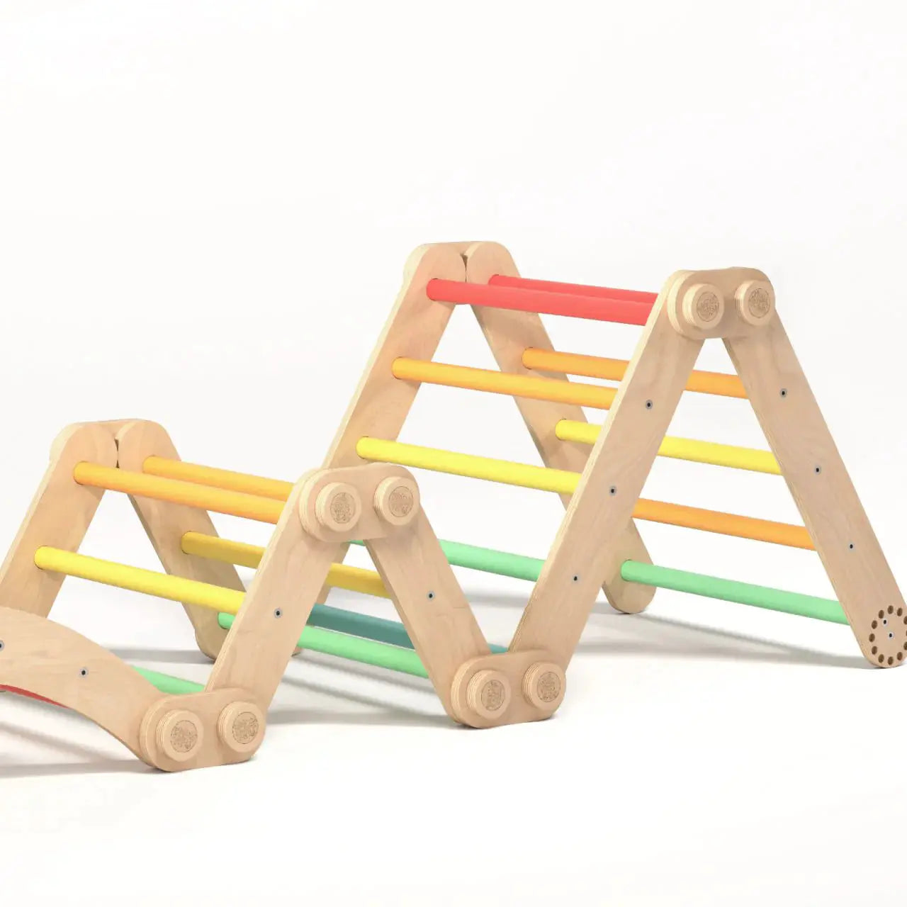 Ensemble d’escalade pour enfants (set M avec planche) - arc-en-ciel, bois brut (non verni), 18 à 24 mois - BusyKids by BusyKids