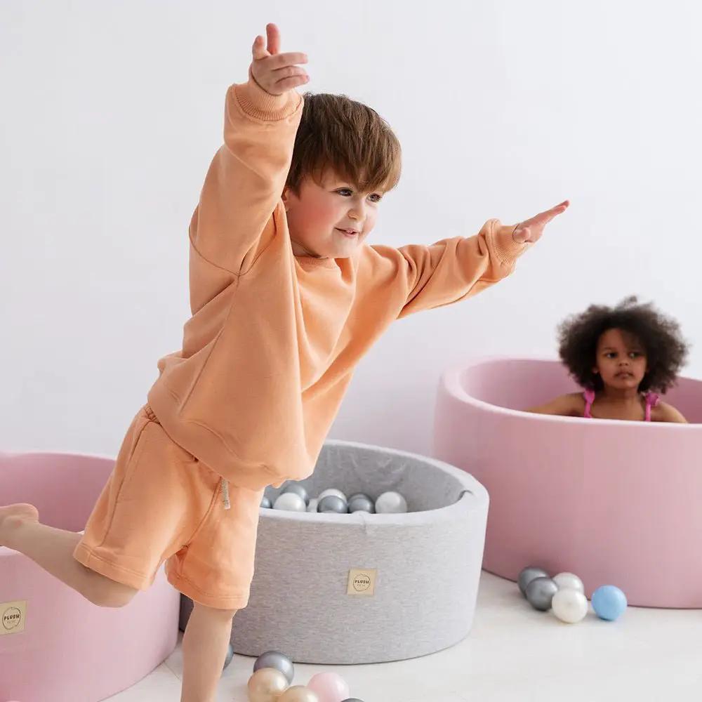 Piscine à balles - ronde 90x30 cm, coton gris - Plush Nest - Misioo by Misioo