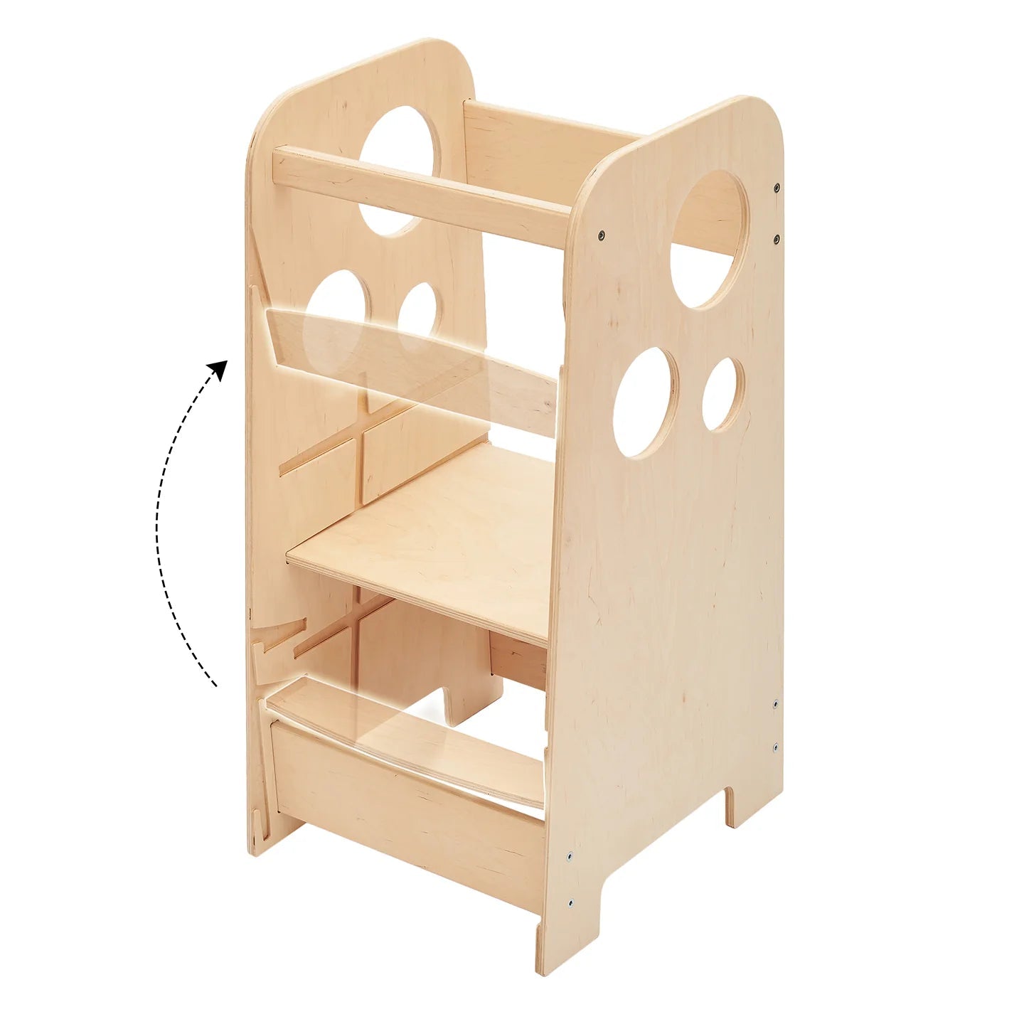 Tour Ajustable d’Apprentissage 3-en-1 - bois brut (non verni), 18 à 24 mois - BusyKids by BusyKids