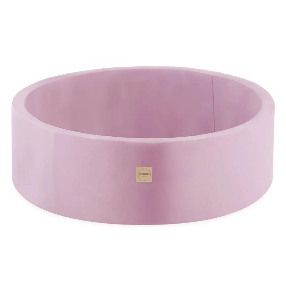 Piscine à balles, rose, ronde, velours, 90x30 (200 boules : rose, argent, perle) - Plush Nest - Misioo by Misioo