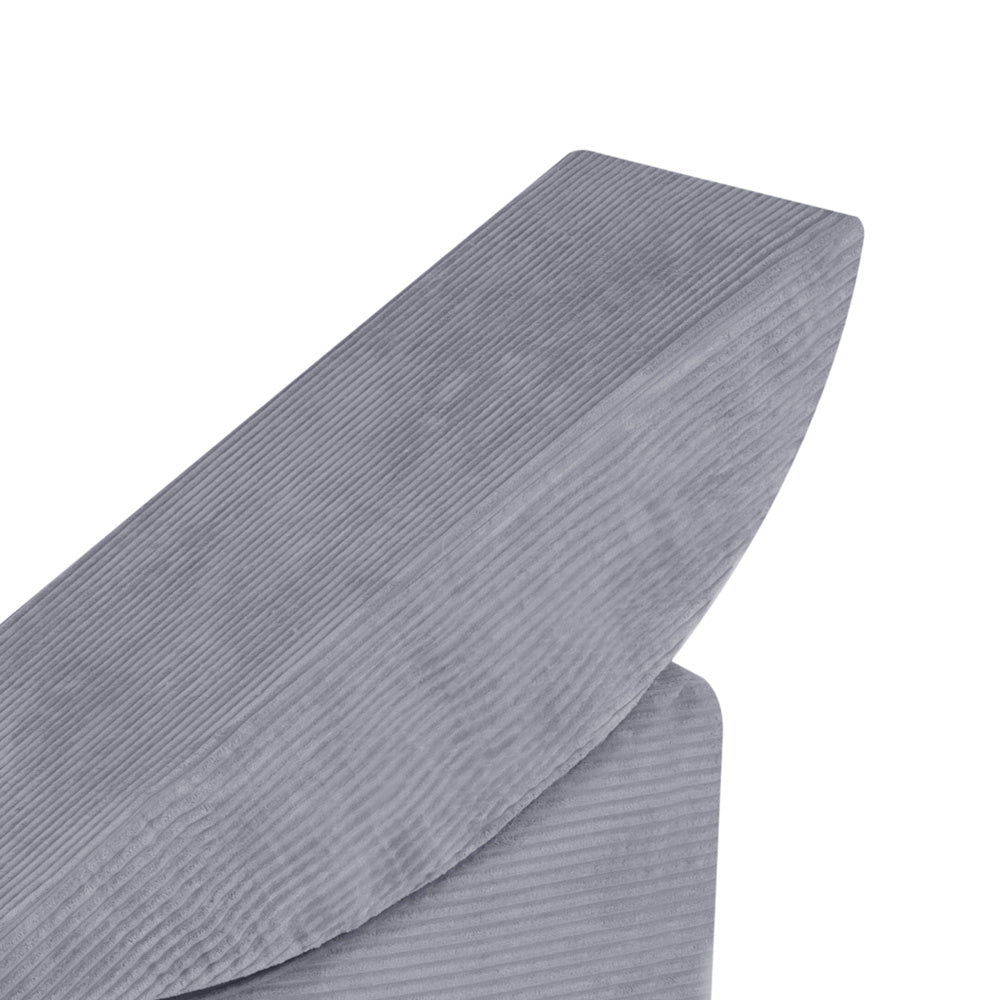 Chaise longue enfant inclinable 145x35x45 cm - velours côtelé gris, confortable – Plush Nest - myplayground