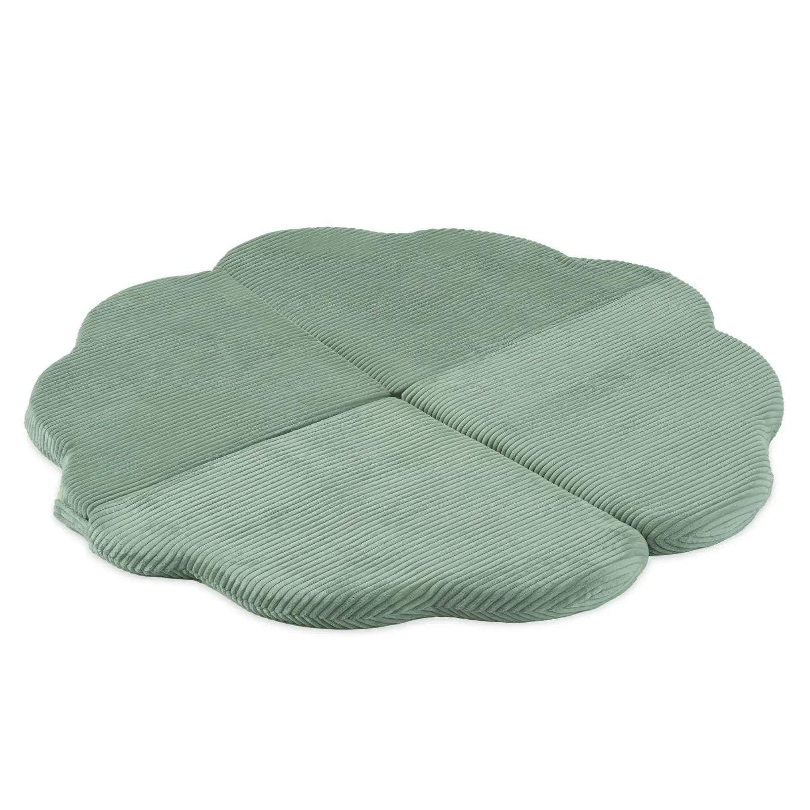 Tapis fleur - 15x115x5 cm, velours côtelé vert moelleux, tapis de jeu - Plush Nest by Misioo
