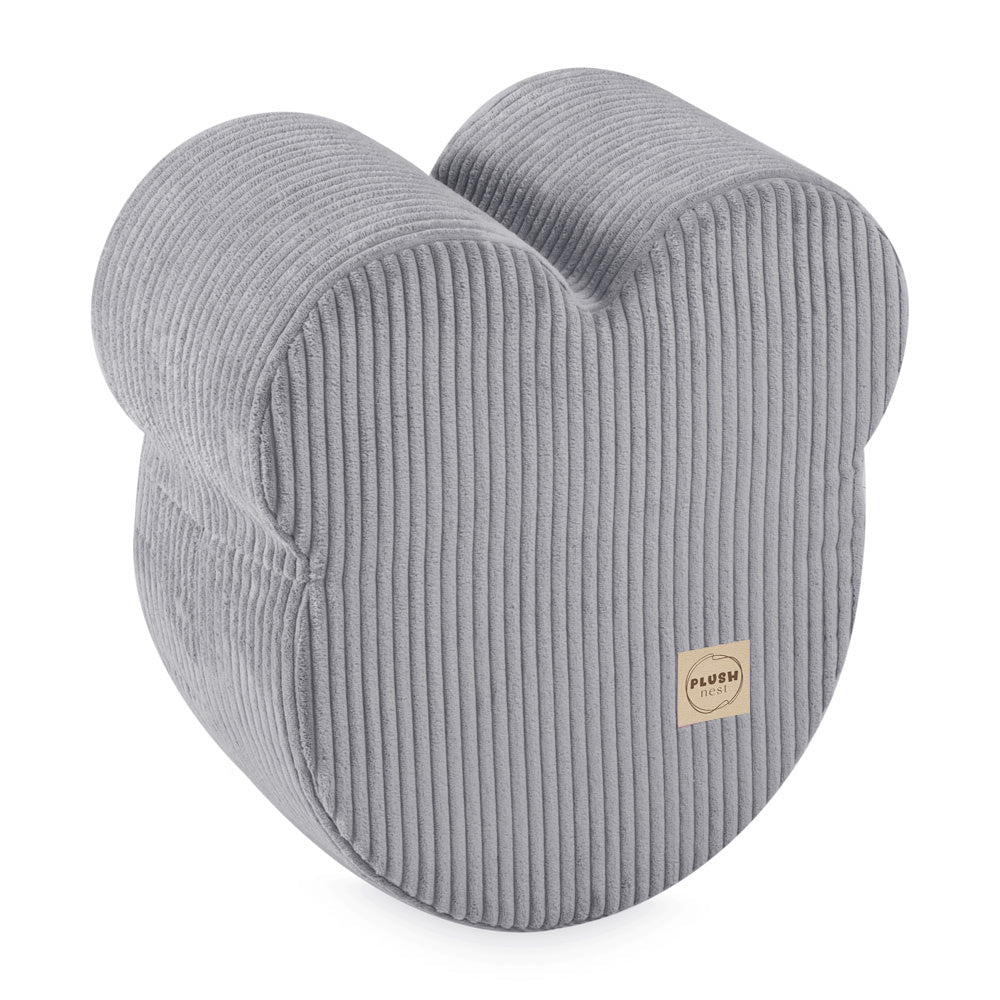 Pouf ourson 46x25 cm - Velours côtelé gris premium - Plush Nest by Misioo