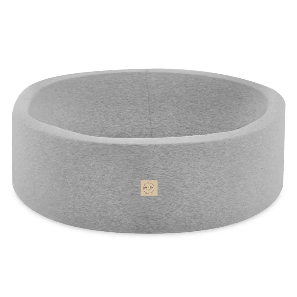 Piscine à balles - ronde 90x30 cm, gris clair, coton (+ 200 boules bleu, jaune, bleu clair) -Plush Nest- Misioo by Misioo