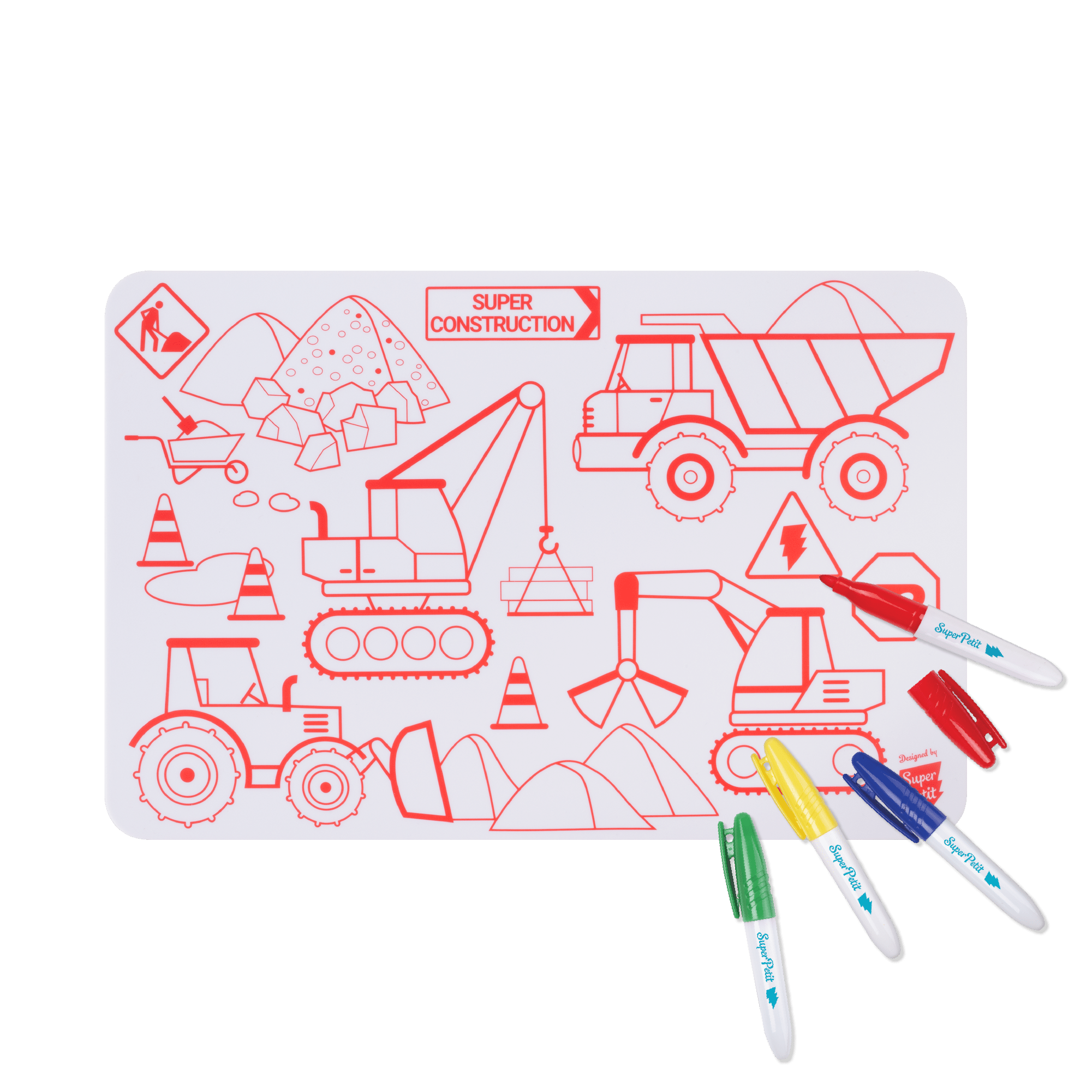 Coloriage éducatif: Mini Playmat 2en1: SUPER CONSTRUCTION by SuperPetit