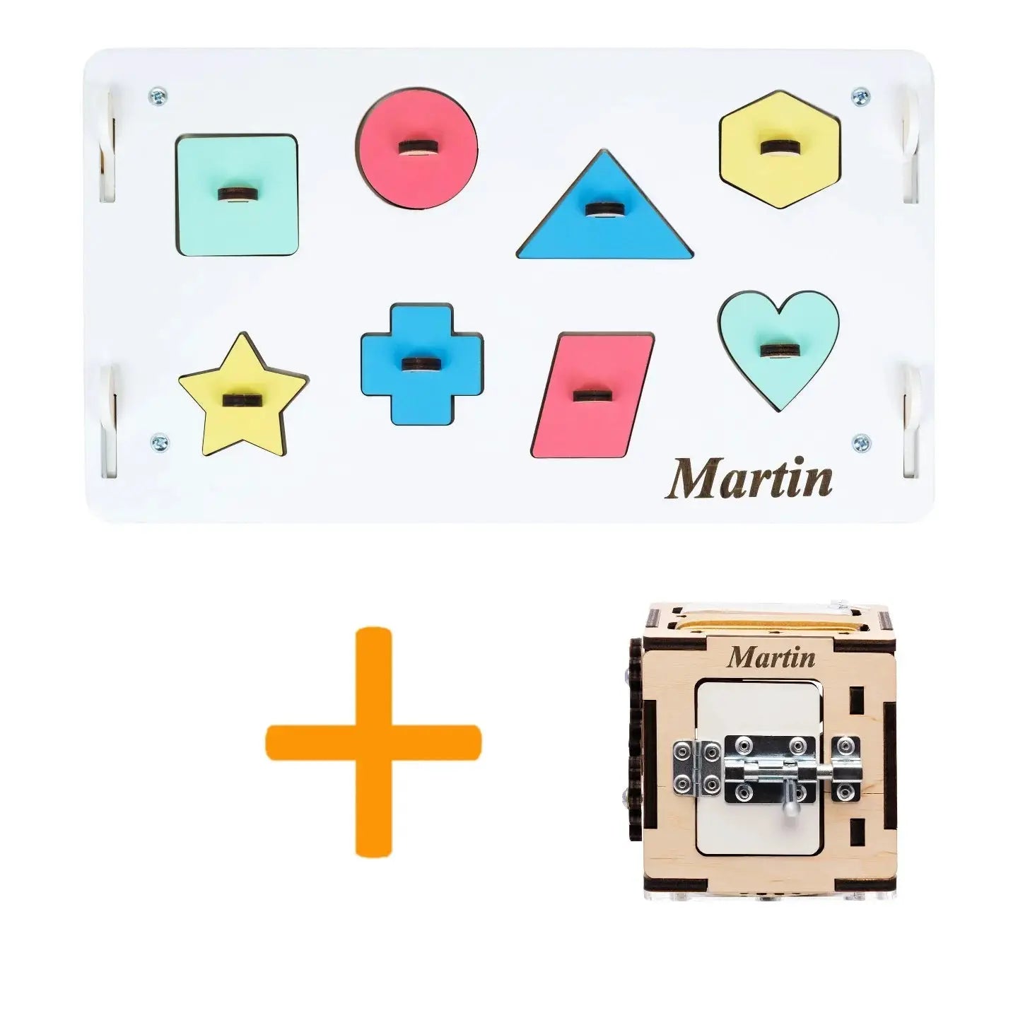 Ensemble Maisonnette Blanche et Cube Interactif - Bois Natura, 12 à 18 mois - BusyKids by BusyKids