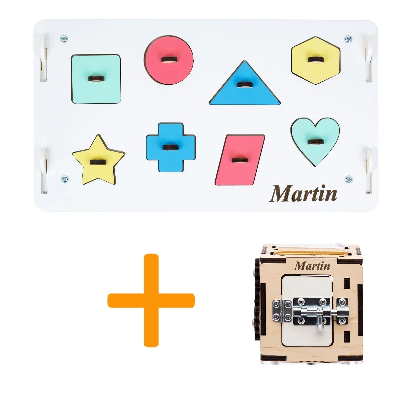 Ensemble Maisonnette Blanche et Cube Interactif - Bois Natura, 12 à 18 mois - BusyKids - myplayground