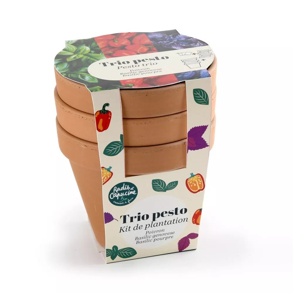 Trio pots TC "Antique" - Pesto Bio - Radis et Capucine by Radis Et Capucine
