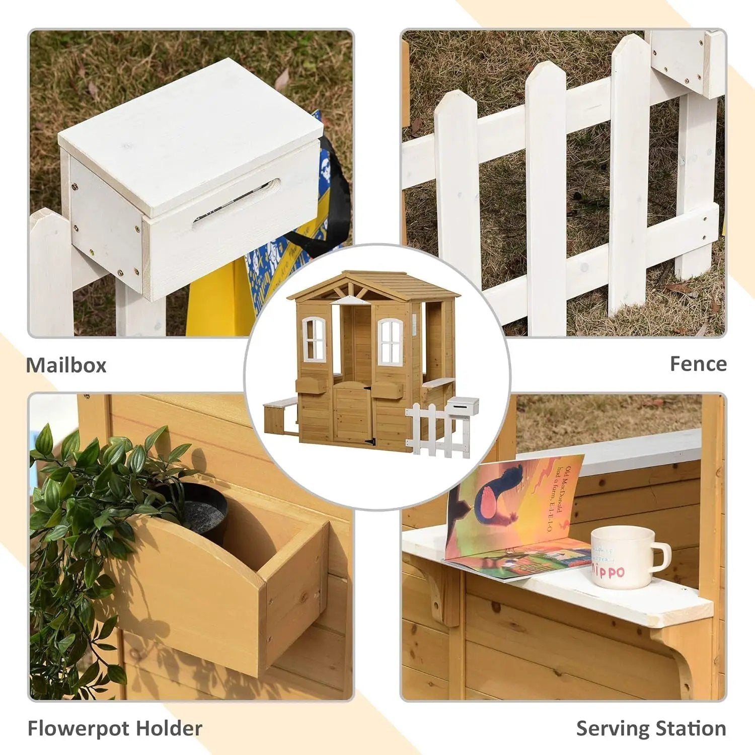Kids Outdoor Wood Playhouse With Working Door And Windows by ShipItFurniture