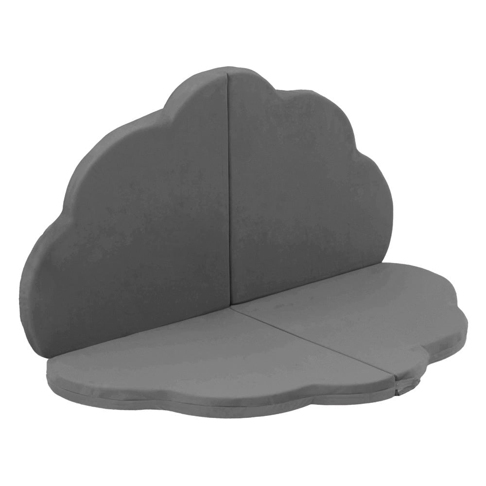Tapis Fleur - 120x120x5 cm, velours gris, tapis de jeu - Plush Nest - myplayground
