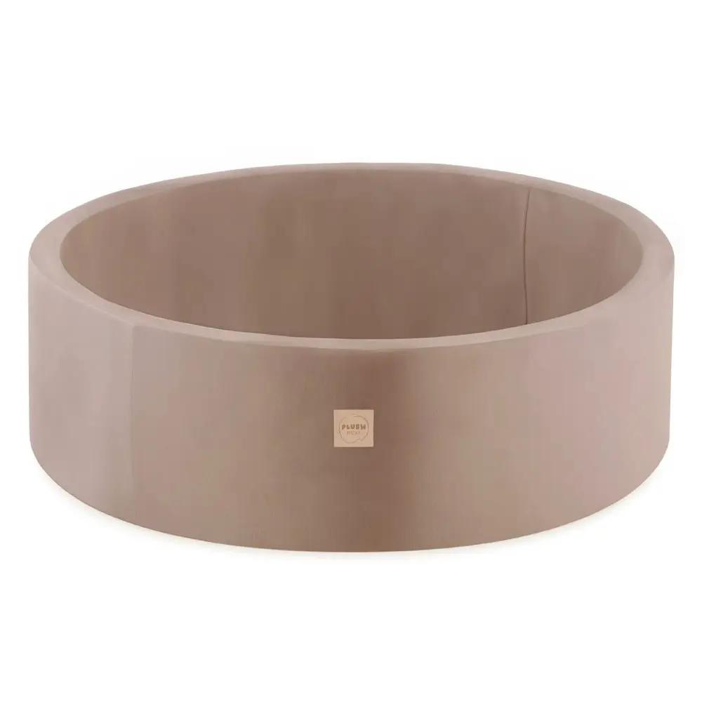 Piscine à balles, or, ronde, velours, 90x30 (200 boules : or, transparentes, perle) - Plush Nest - Misioo by Misioo