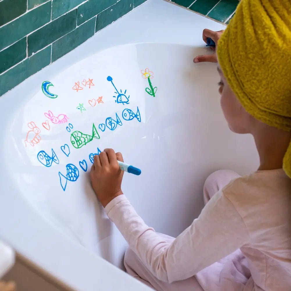 Boite 5 crayons de cire - Baignoire, vitres, miroir - SuperPetit - myplayground