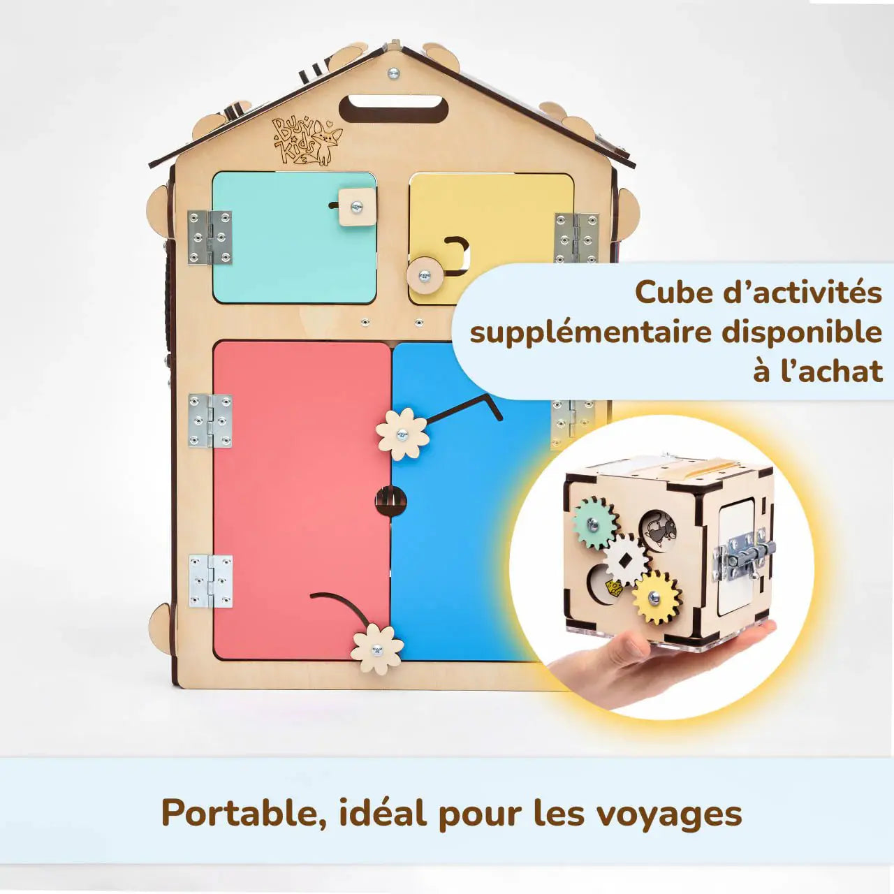 Ensemble Maisonnette Natura et Cube Interactif - Bois Natura - 12 à 18 mois - BusyKids by BusyKids