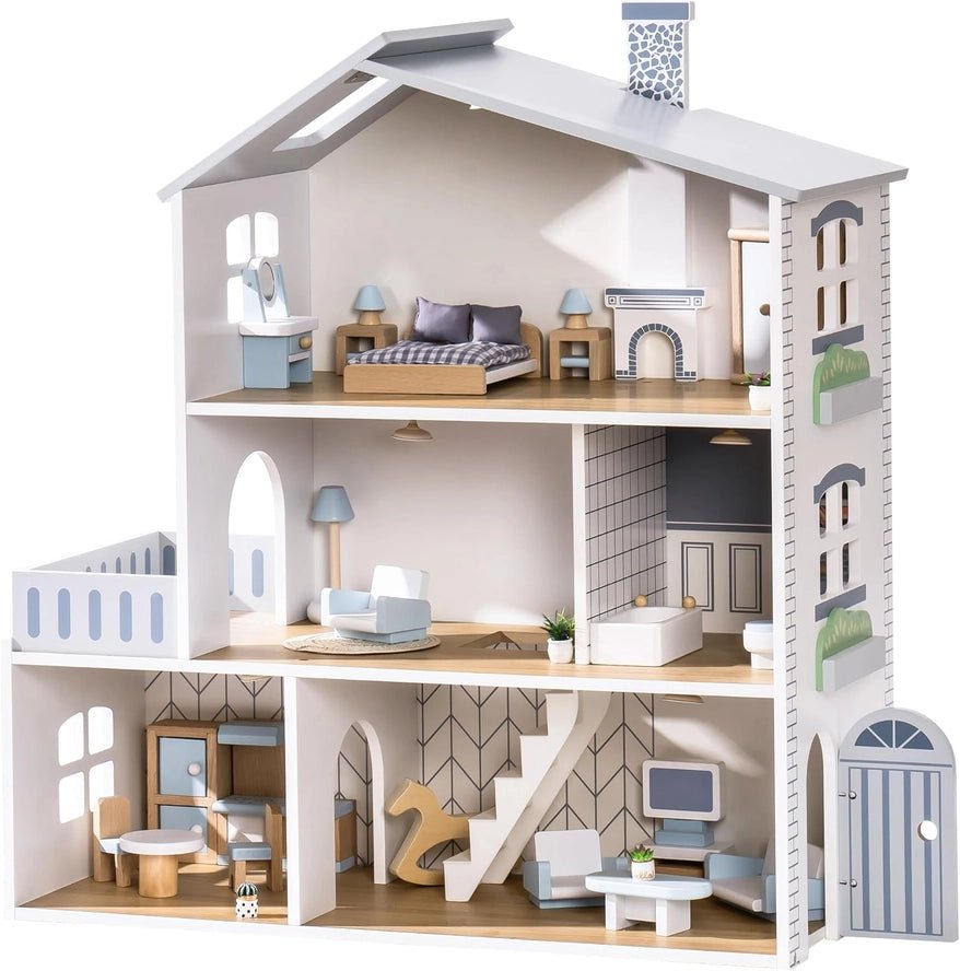 Maison de Poupée en Bois Robud à 3 Étages avec Mobilier - Robud & Mewoofun Official Store - myplayground