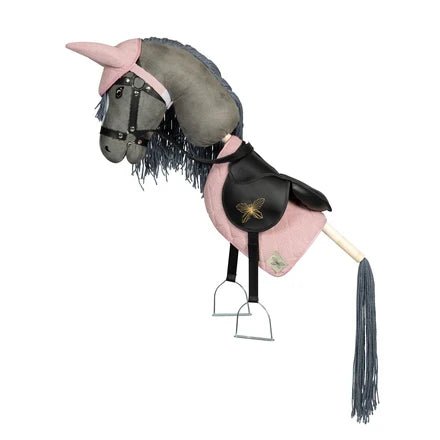 Tapis de selle et bonnet en velours côtelé rose pour cheval de loisir - myplayground