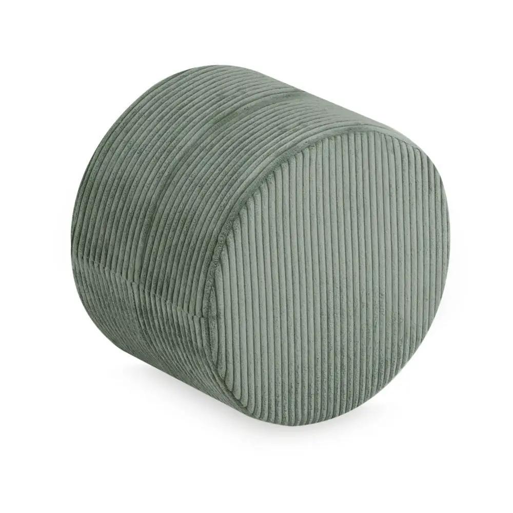 Pouf rond 40x30 cm - Velours côtelé vert premium, coussin de sol- Plush Nest by Misioo