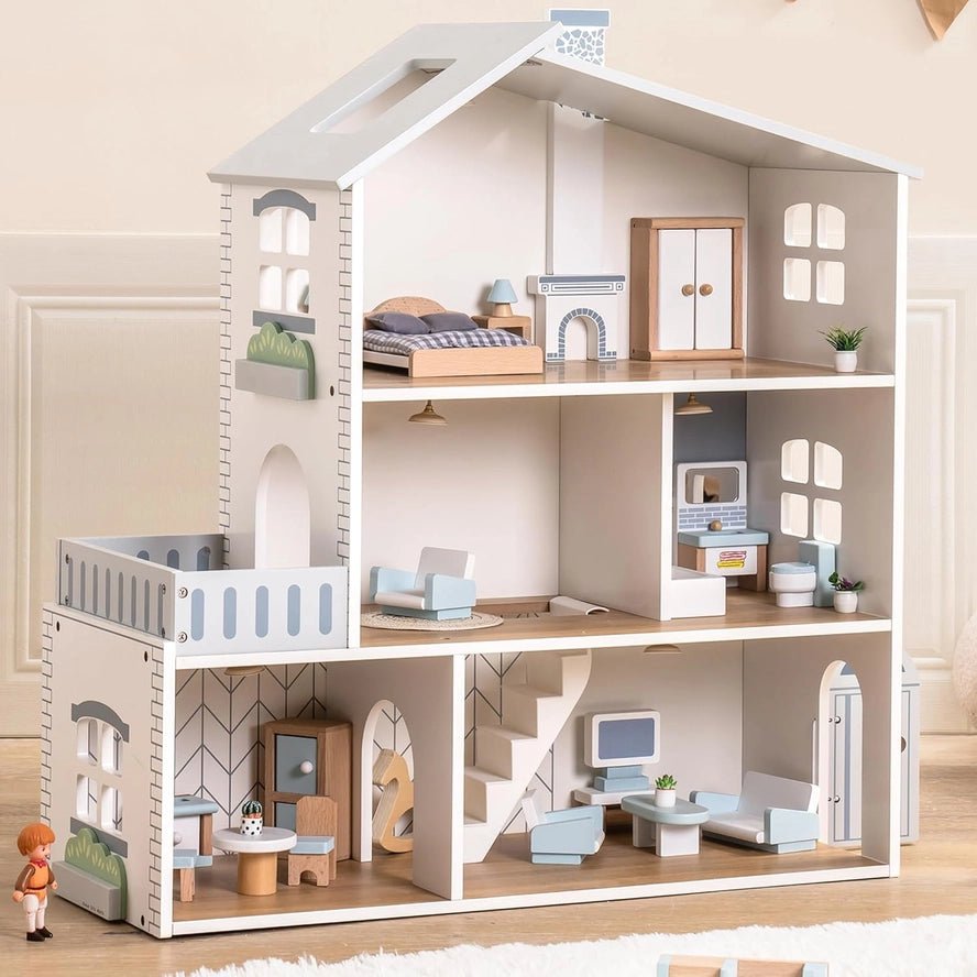Maison de Poupée en Bois Robud à 3 Étages avec Mobilier - Robud & Mewoofun Official Store - myplayground