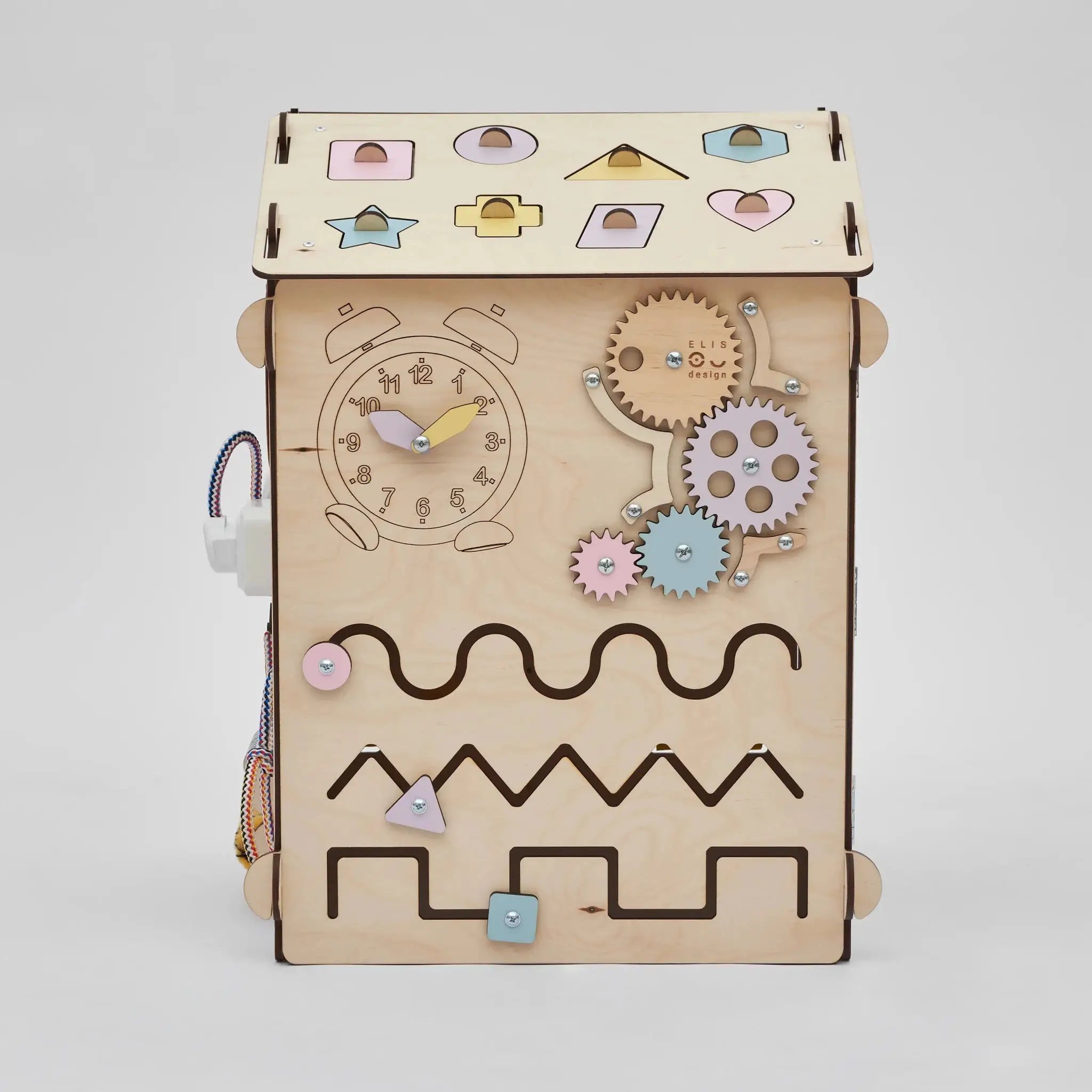 Ensemble Maisonnette et Cube Interactif - Natura/Pastel, bois natura - 12 à 18 mois - BusyKids by BusyKids