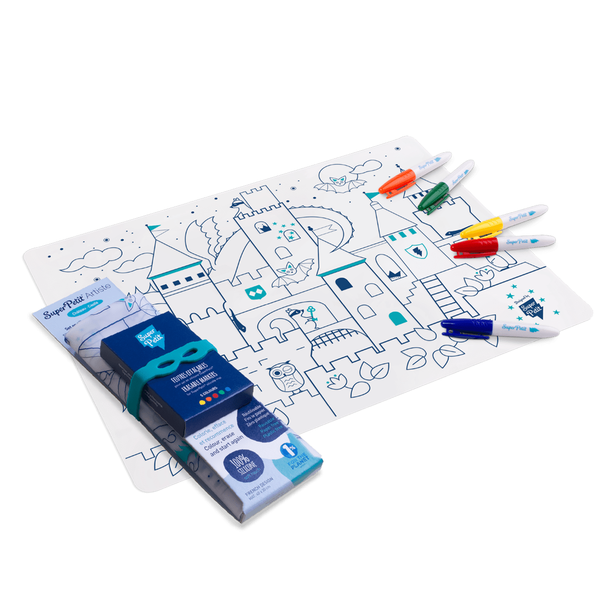 Jeu éducatif: Set de table en silicone CHATEAU -réutilisable by SuperPetit