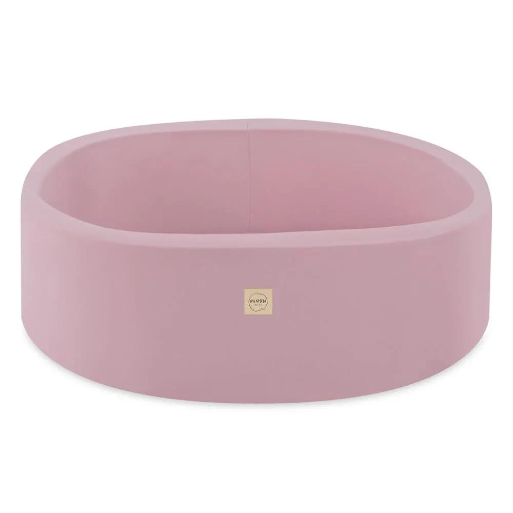 Piscine à balles - ronde 90x30 cm, rose, coton (+ 200 boules rose clair, argent, perle) -Plush Nest- Misioo by Misioo