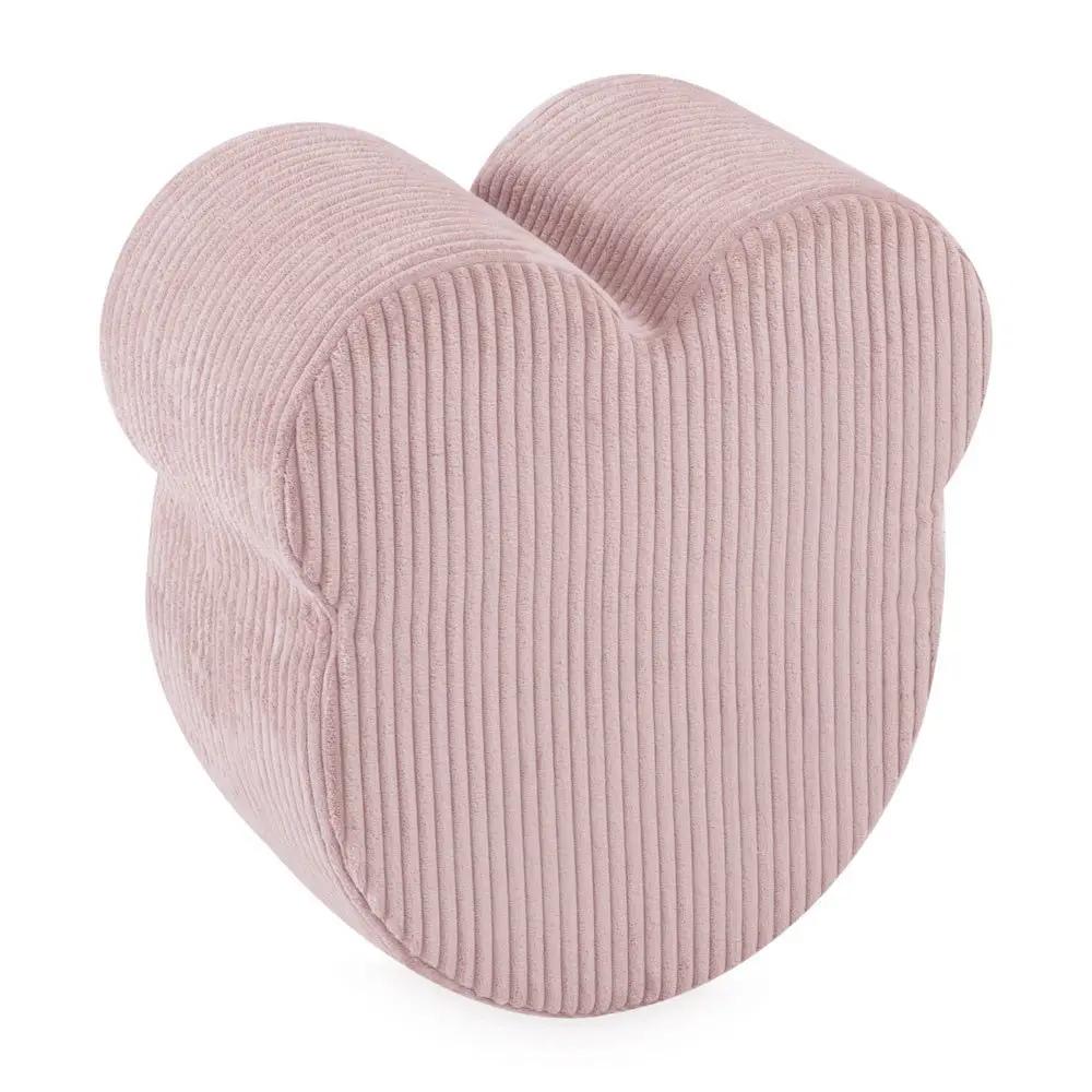 Pouf ourson 46x25 cm - Velours côtelé rose clair premium - Plush Nest by Misioo