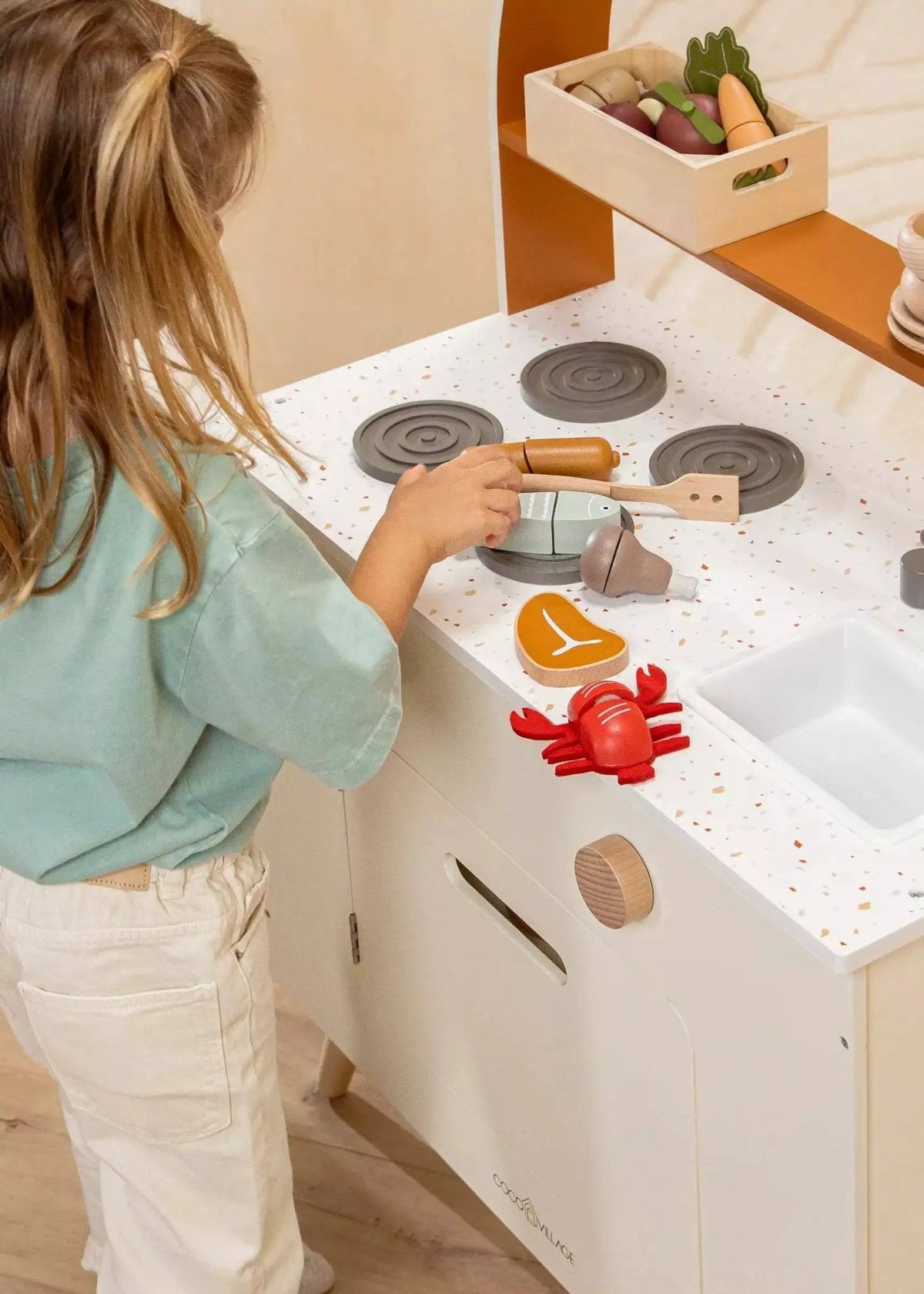 Ensemble de jeu en bois pour viande et poisson - Coco Village by Coco Village