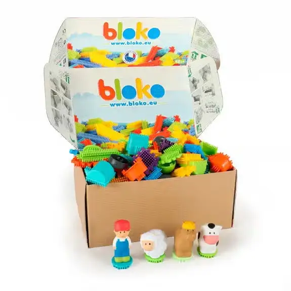 100 Bloko + 4 Figurines 3D Ferme + Rangement - Jeu de construction enfant by Bloko