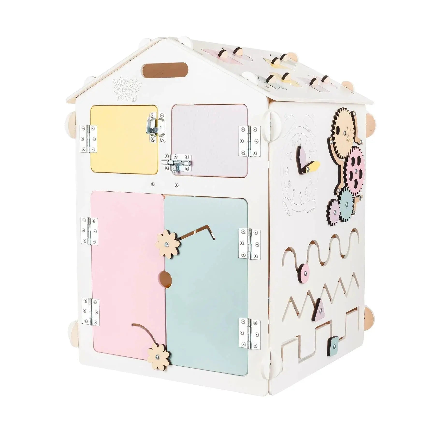 Ensemble Maisonnette et Cube interactif - blanc/pastel, bois Natura, 12 à 18 mois - BusyKids by BusyKids