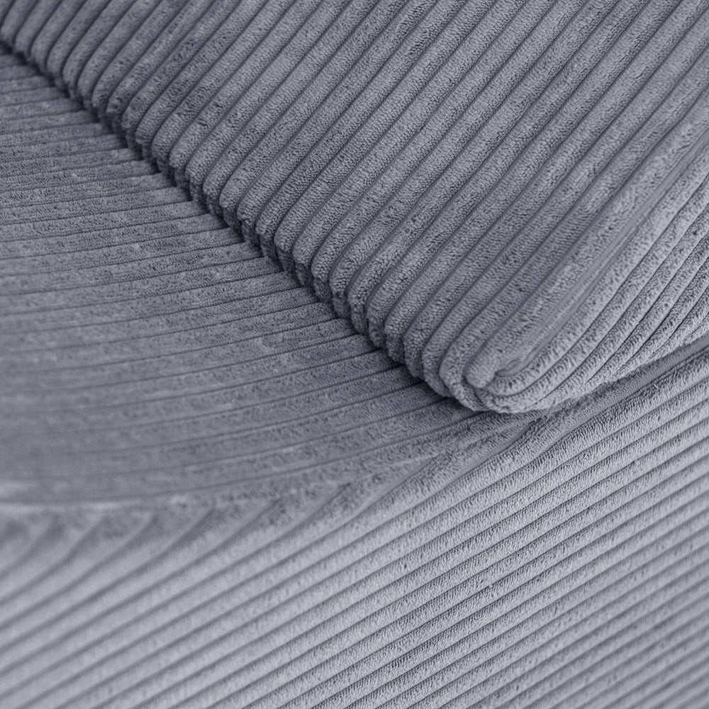 Chaise longue enfant inclinable 145x35x45 cm - velours côtelé gris, confortable – Plush Nest - myplayground