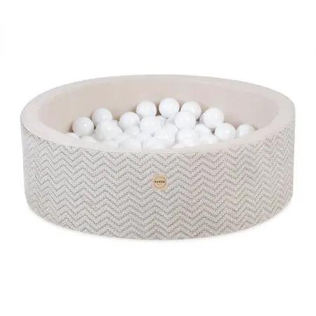 Piscine à balles - ronde 90x30 cm, crème Softie Canvas - Plush Nest - Misioo by Misioo