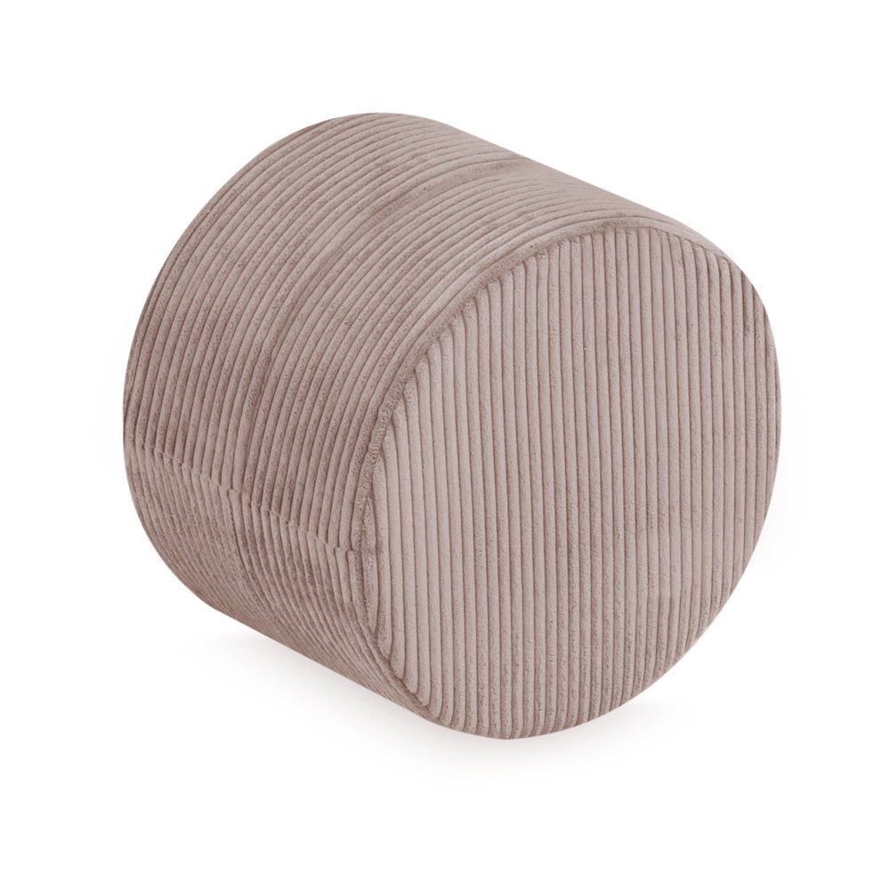 Pouf rond 40x30 cm - Velours côtelé beige premium, coussin de sol - Plush Nest - myplayground