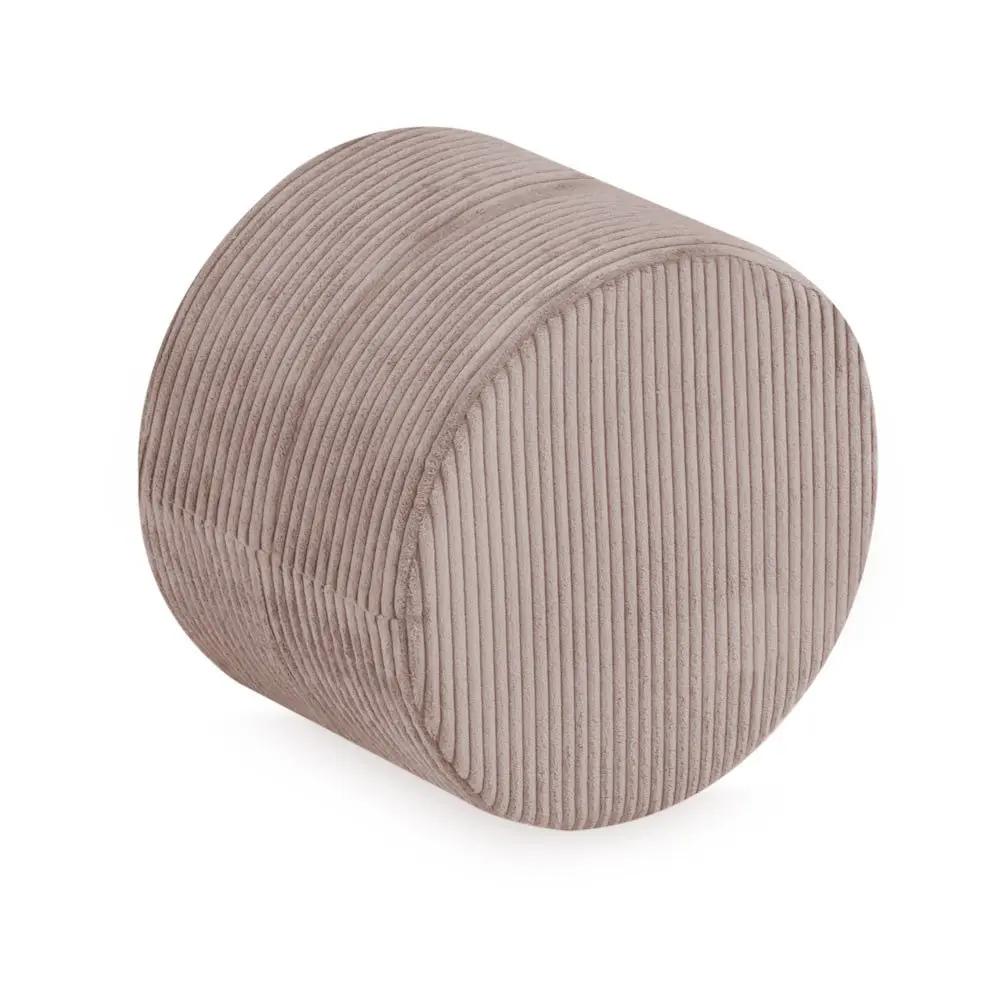 Pouf rond 40x30 cm - Velours côtelé beige premium, coussin de sol- Plush Nest by Misioo