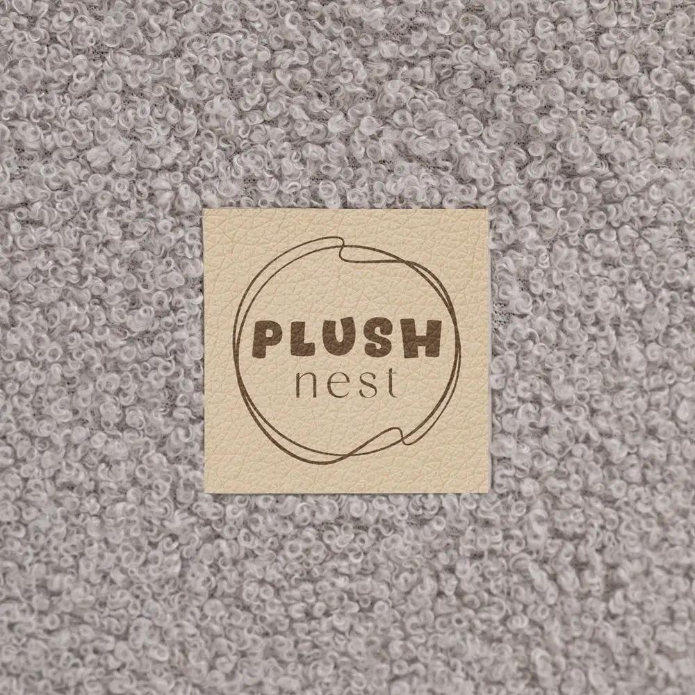 Piscine à balles, ronde, 90x30 cm, agneau gris (+ 200 boules argent, perle, transparentes) -Plush Nest - Misioo by Misioo