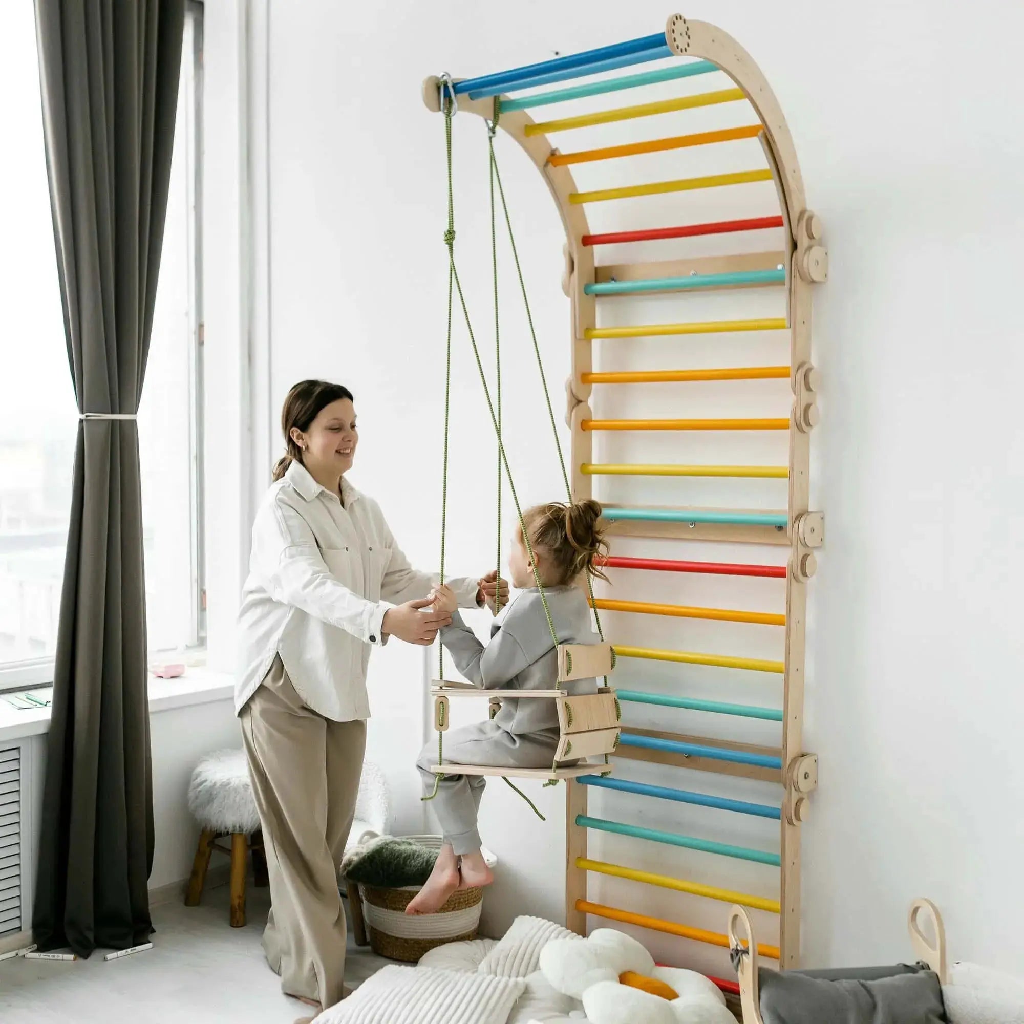 Fixations Murales pour l'ensemble d’escalade - bois naturel, 18 à 24 mois - BusyKids by BusyKids