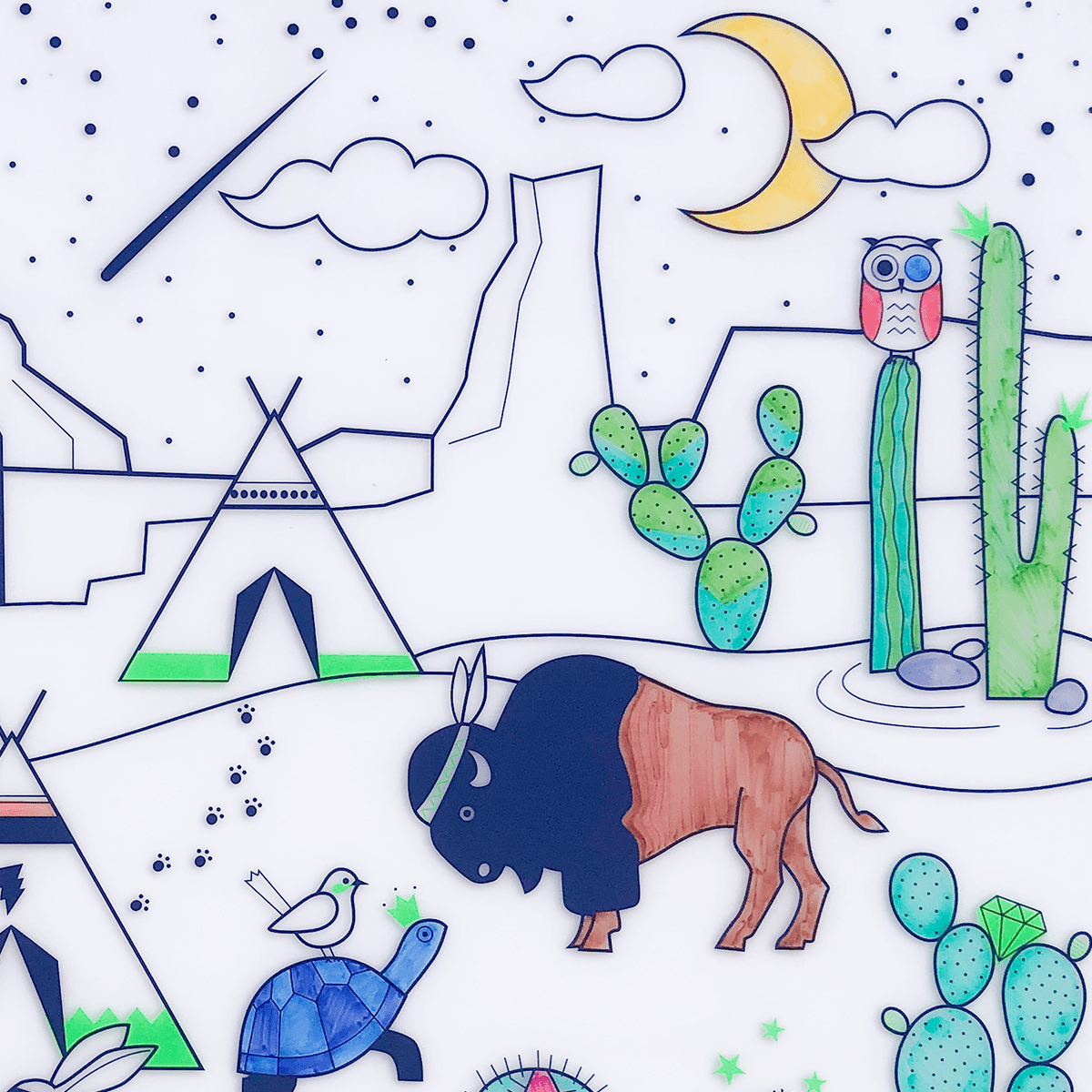 Jeu éducatif: Set de table en silicone CACTUS - Réutilisable - myplayground