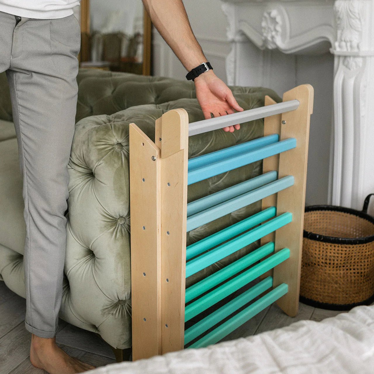 Triangle de Motricité Pikler - Menthe, bois natura, 12 mois - BusyKids - myplayground