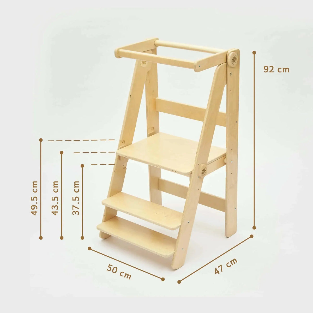 Tour d'observation montessori Pliable - bois brut (non verni), 18 à 24 mois -BusyKids by BusyKids