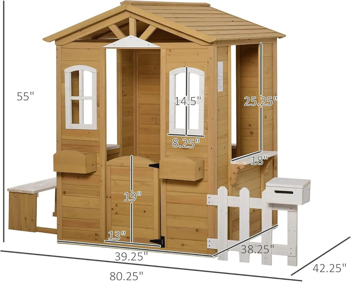 Kids Outdoor Wood Playhouse With Working Door And Windows by ShipItFurniture
