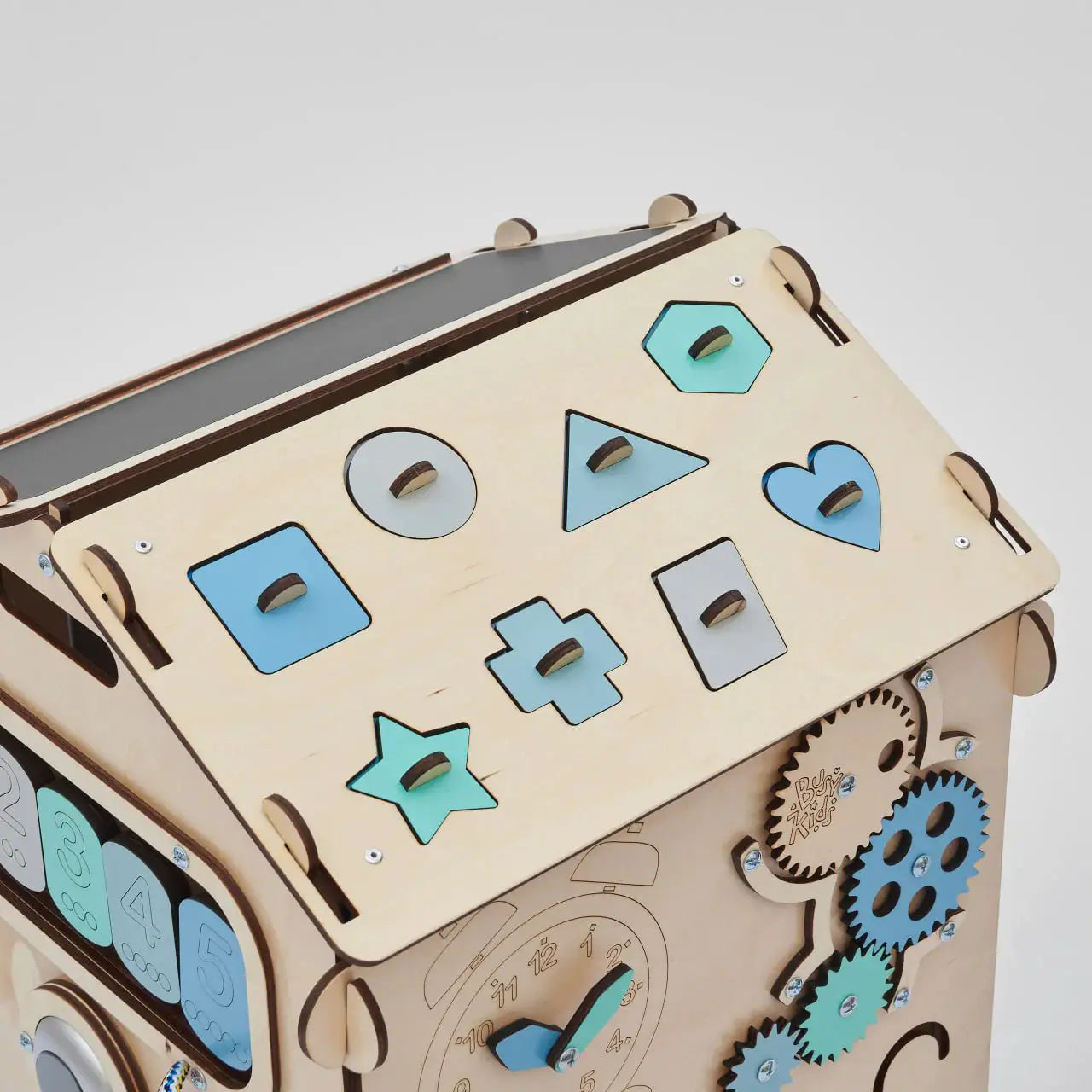 Ensemble Maisonnette et Cube Interactif - menthe, bois natura, 12 à 18 mois - BusyKids by BusyKids
