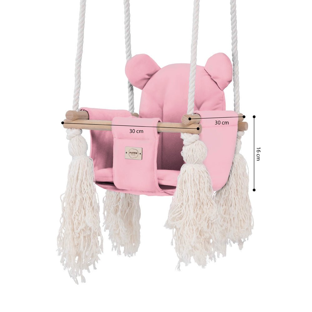 Balançoire Ourson - Velours rose - Plush Nest - myplayground