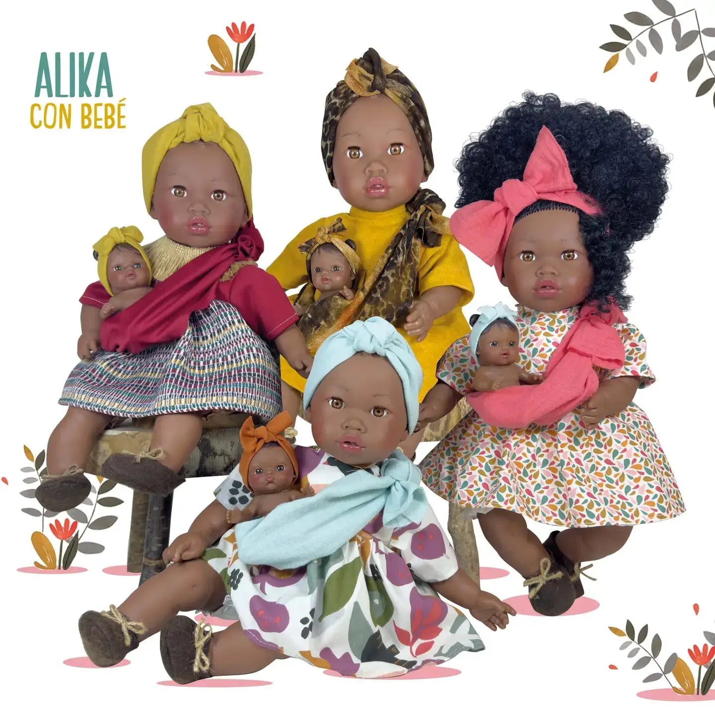 Poupée Alika avec bébé Burgundy by Nines Artesanals d'Onil