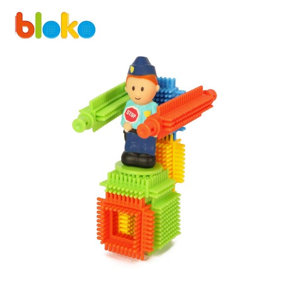 Tube 100 Bloko + 2 Figurines 3D Police - Bloko - myplayground