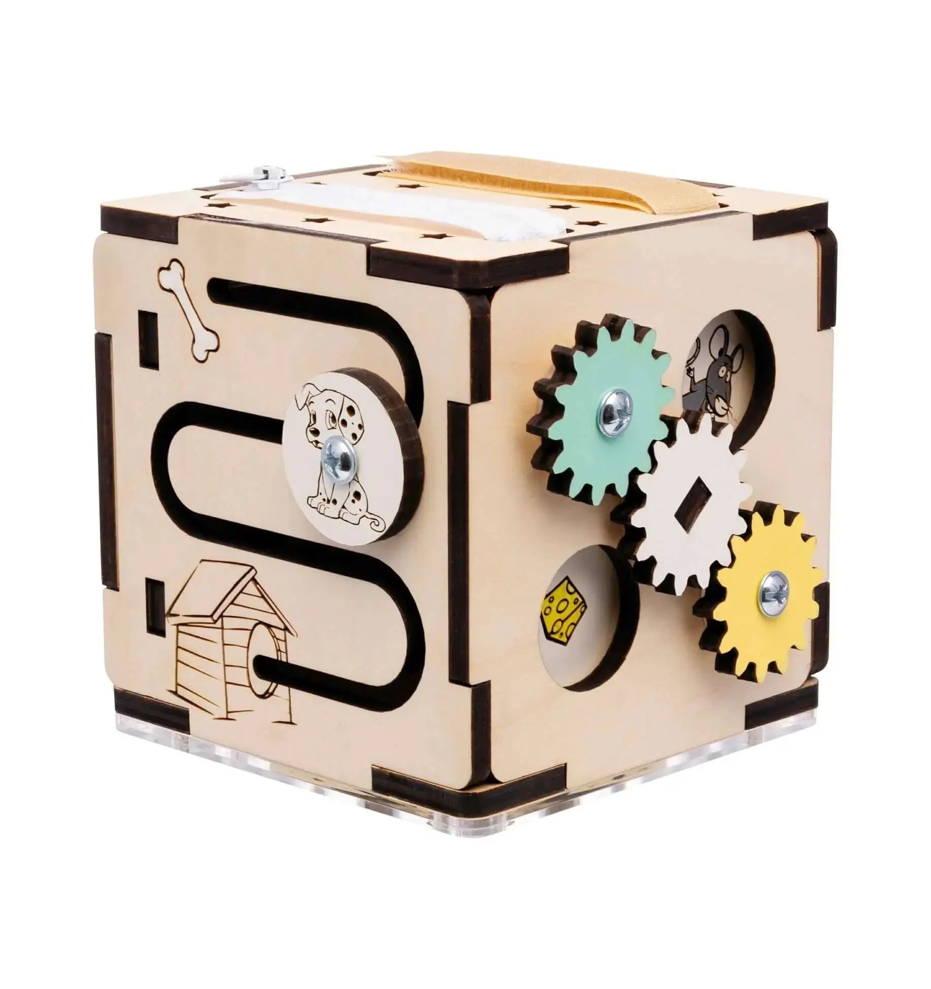 Cube d'activités - Bois Natura, 12 mois - BusyKids by BusyKids
