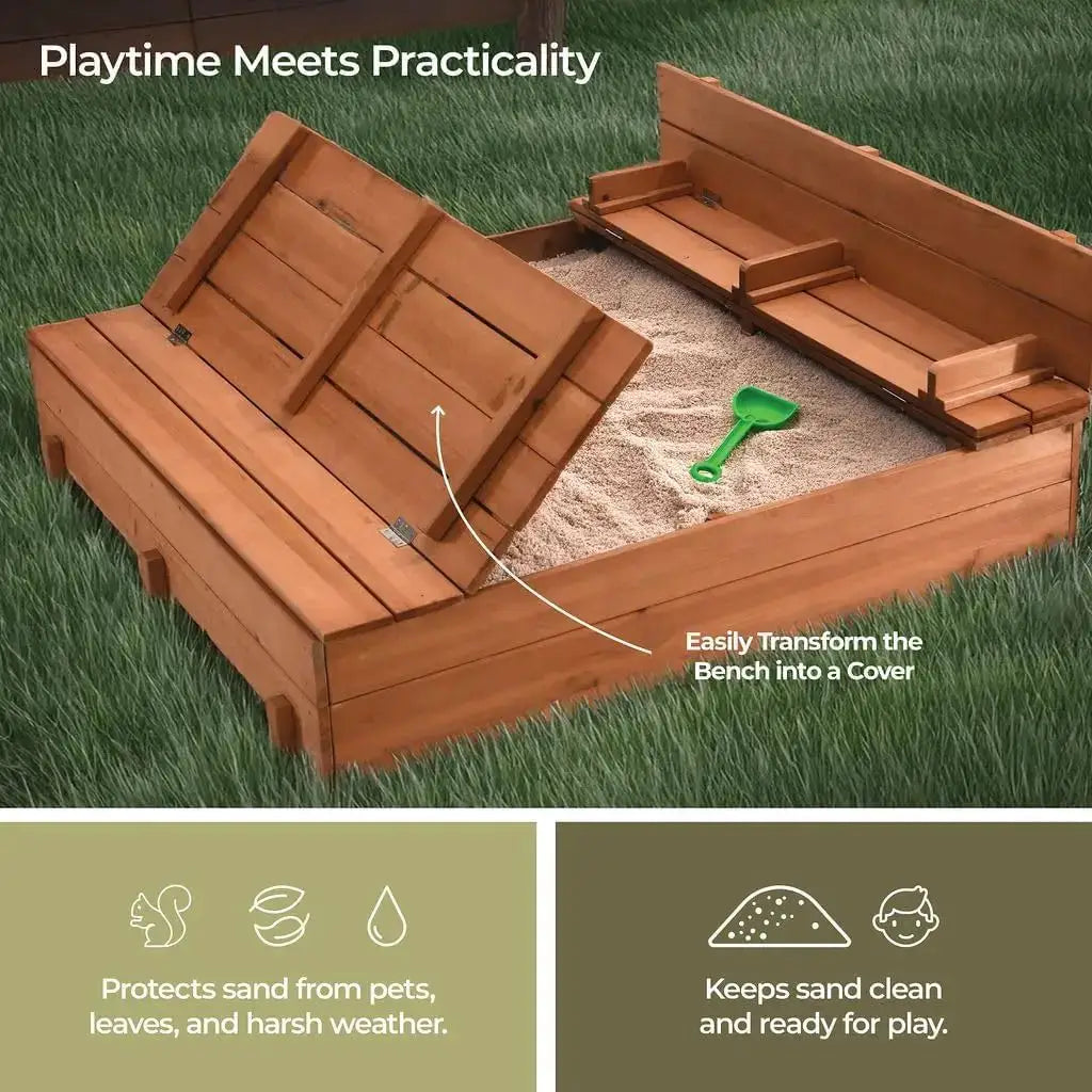 Play 22 | Grand bac à sable en bois pour enfants avec couvercle by myplayground