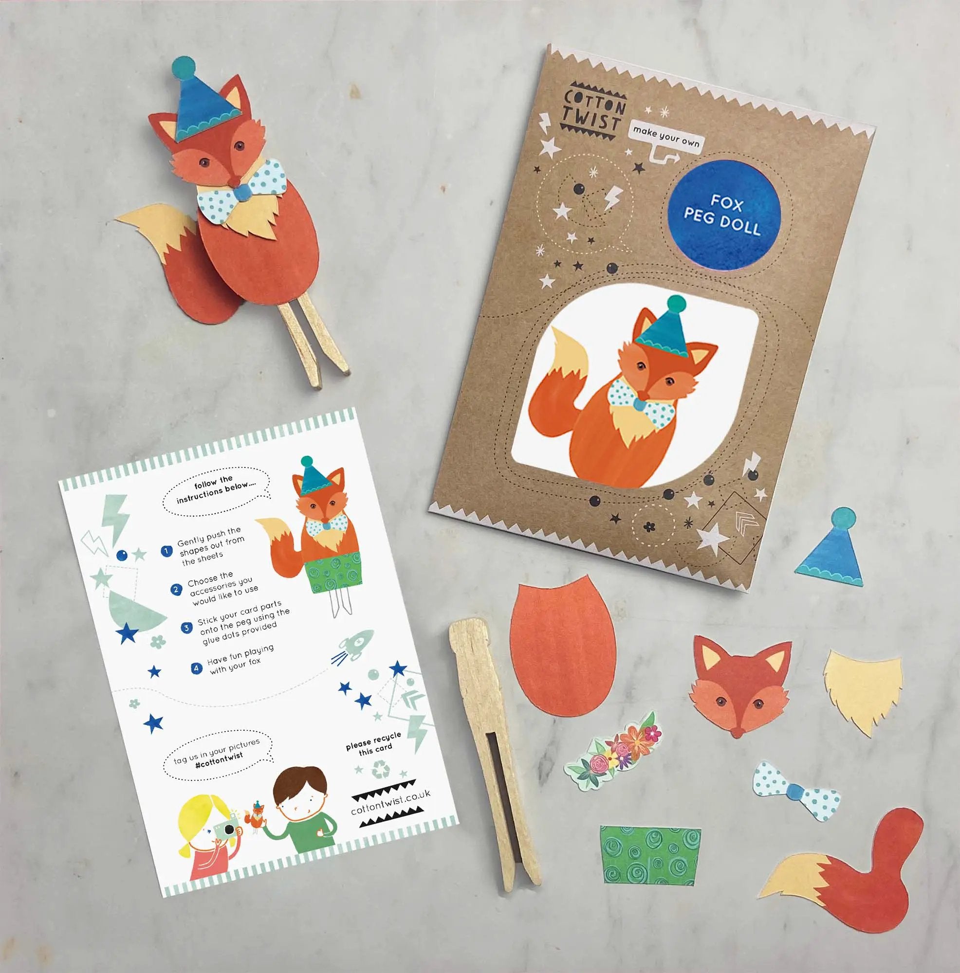 Make Your Own Fox Peg Poupée Kit by Cotton Twist