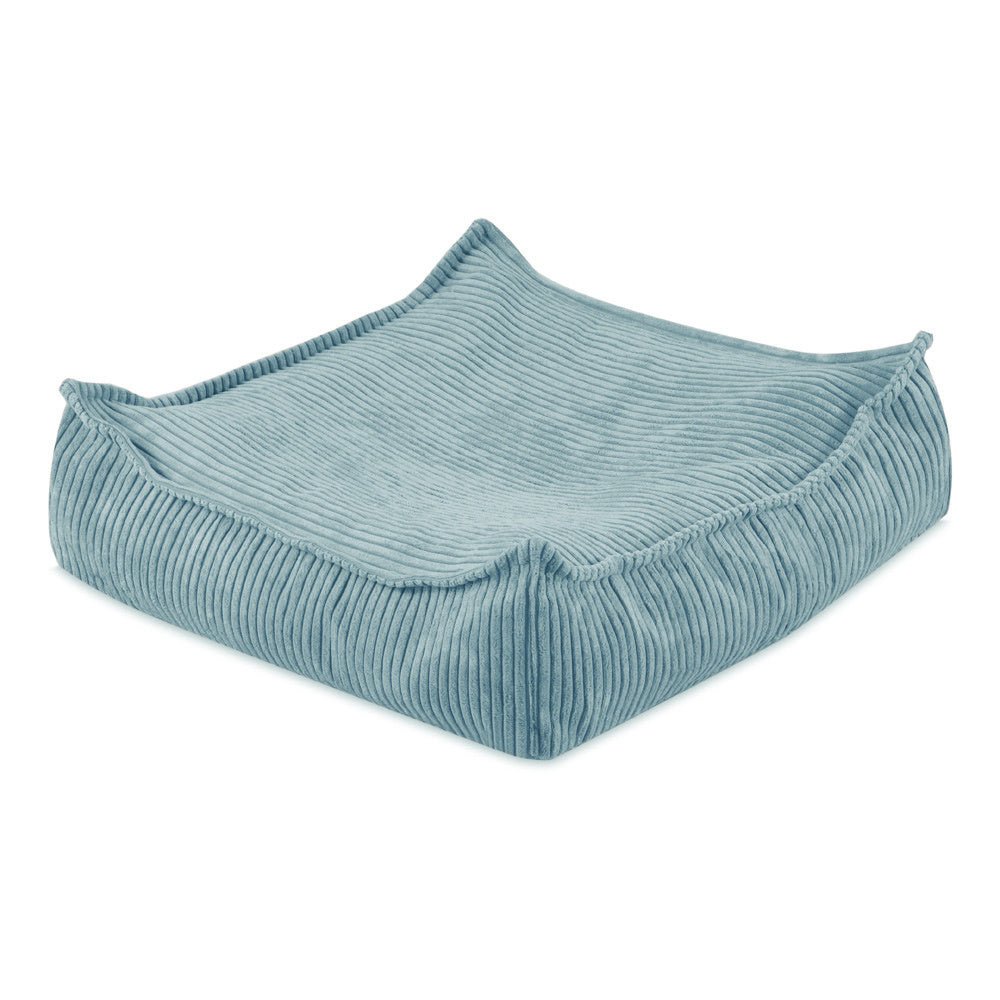 Pouf 60x60 cm - Coussin de sol, velours côtelé bleu premium - Plush Nest by Misioo