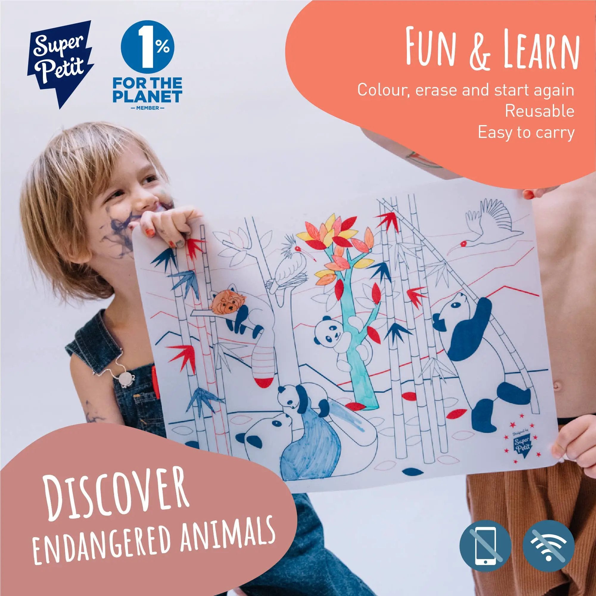Jeu éducatif: Set de table en silicone PANDA - Réutilisable by SuperPetit